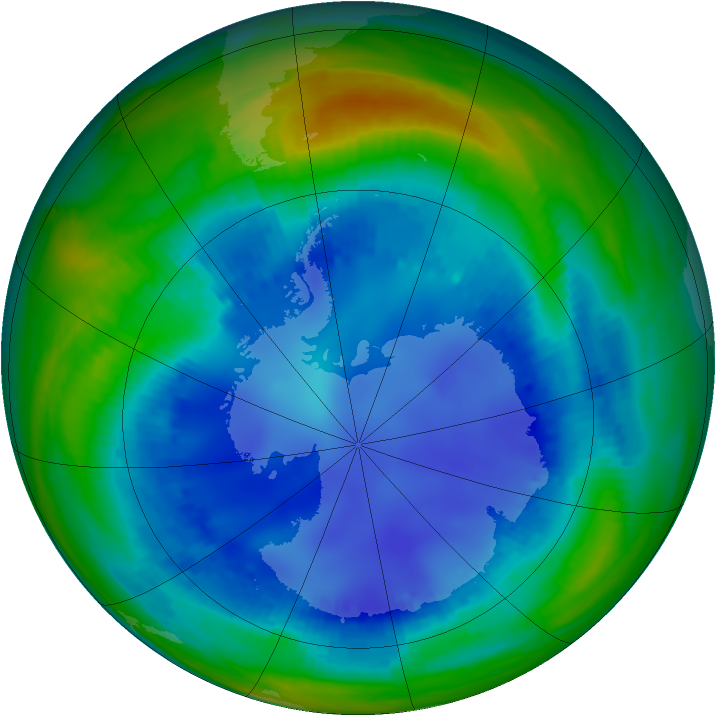 Antarctic ozone map for 09 August 2000
